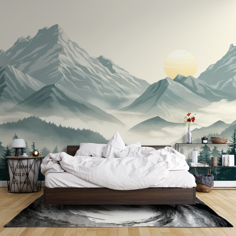 Papier peint panoramique scandi...agne kids leroy merlin mur