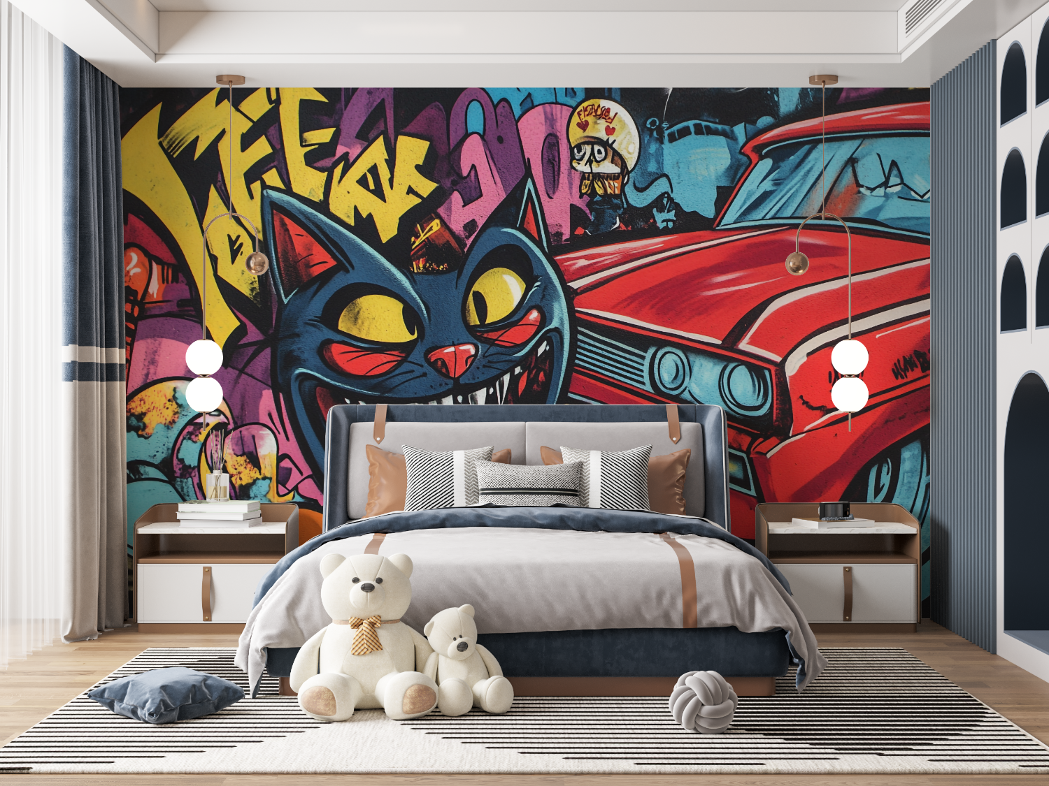 Papier peint graffiti amusant mur panoramique