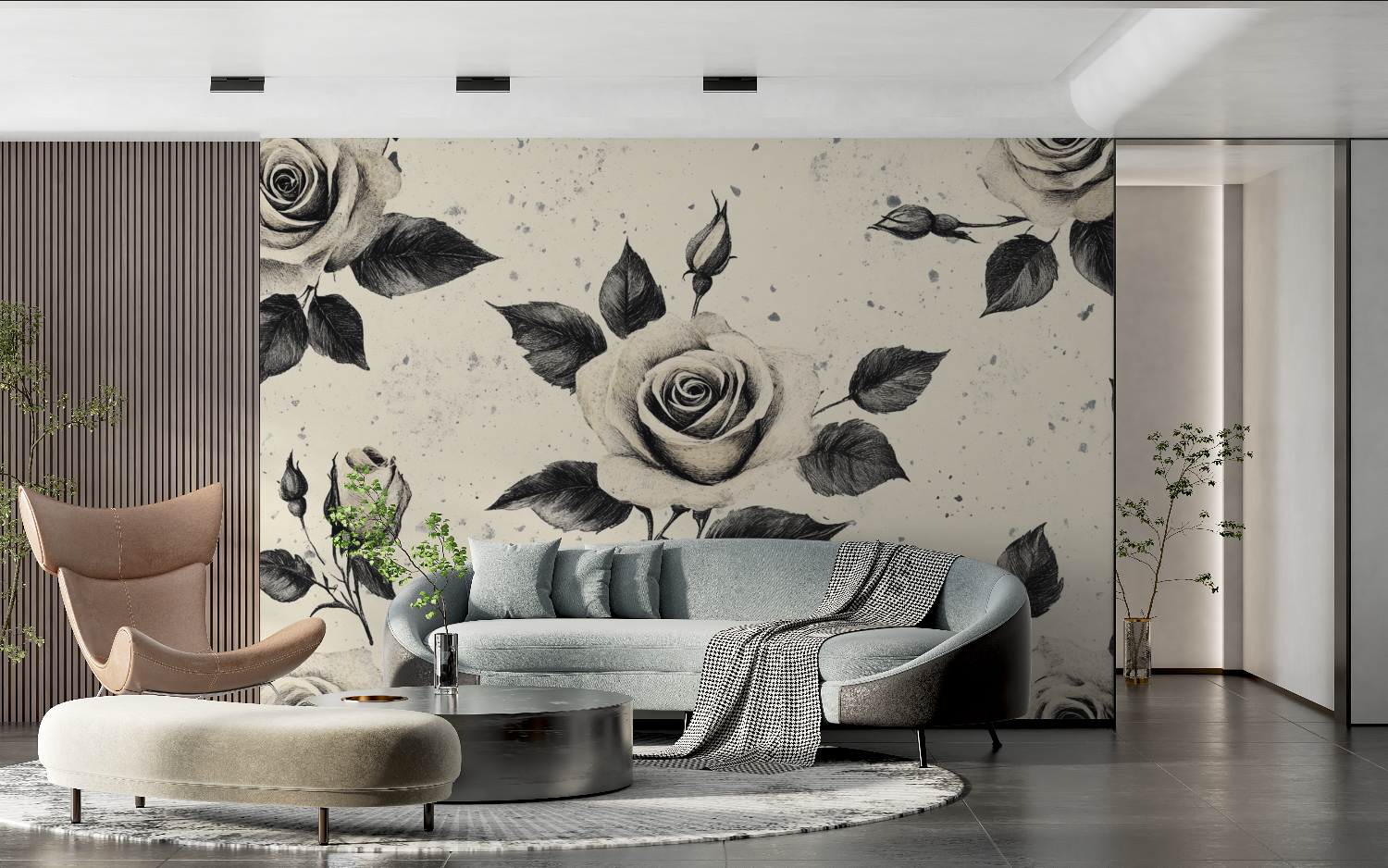 Papier peint aquarelle roses minimalistes tendance 2024