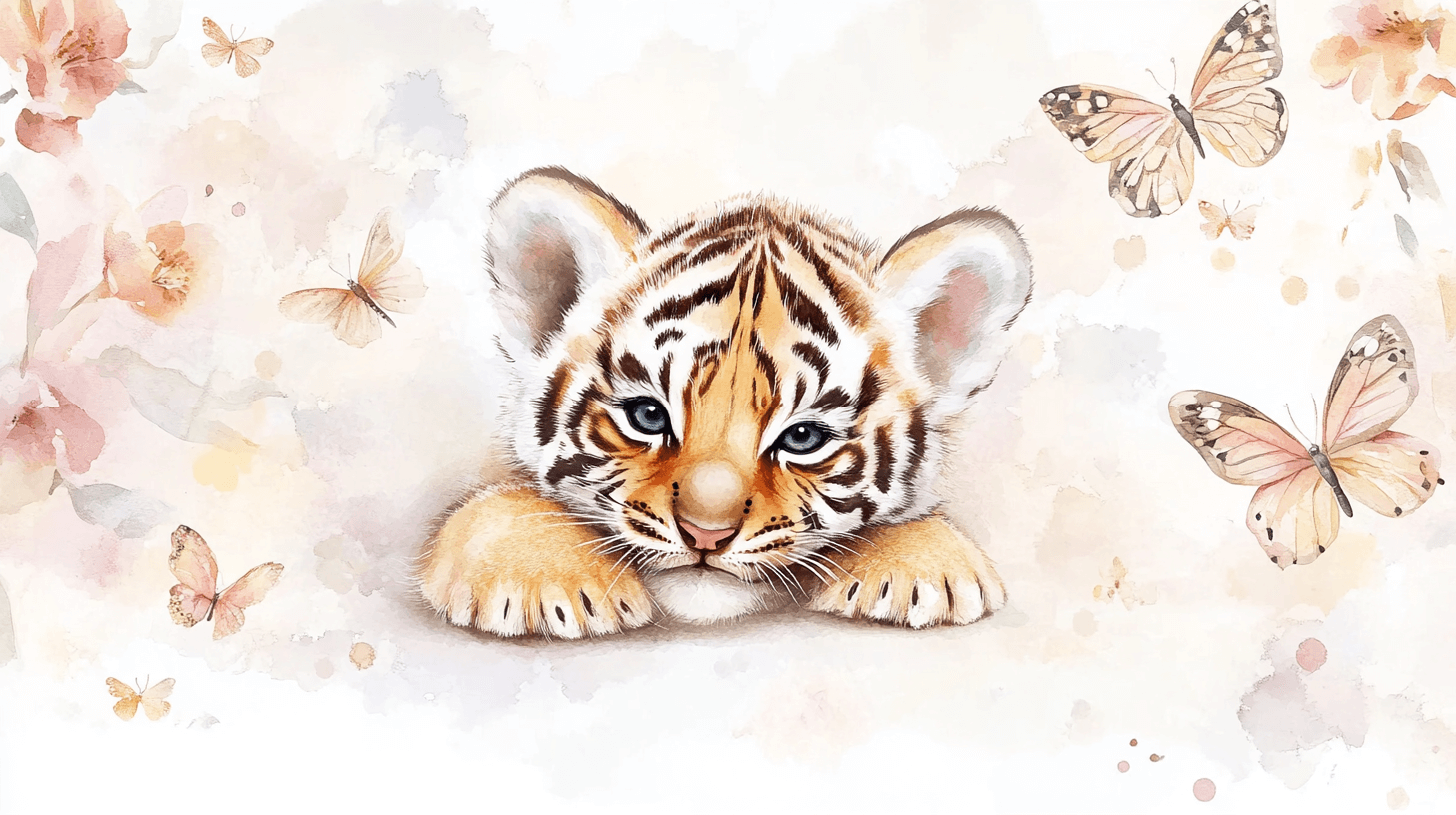 Papier Peint Tigre Et Papillons