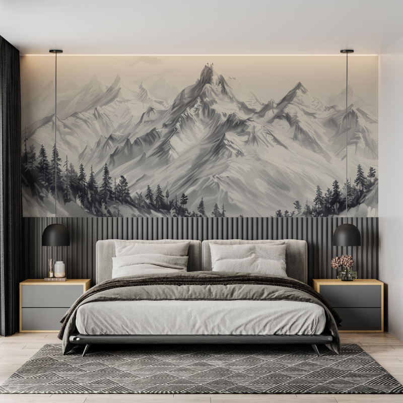 Papier peint panoramique montag...sif des alpes mural adulte