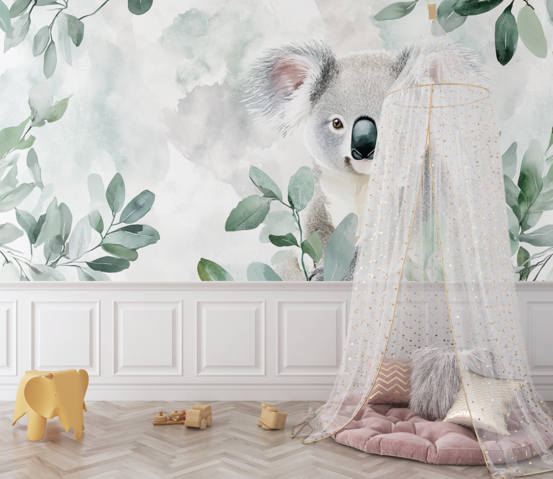 Papier peint koala reve dans la brume bebe