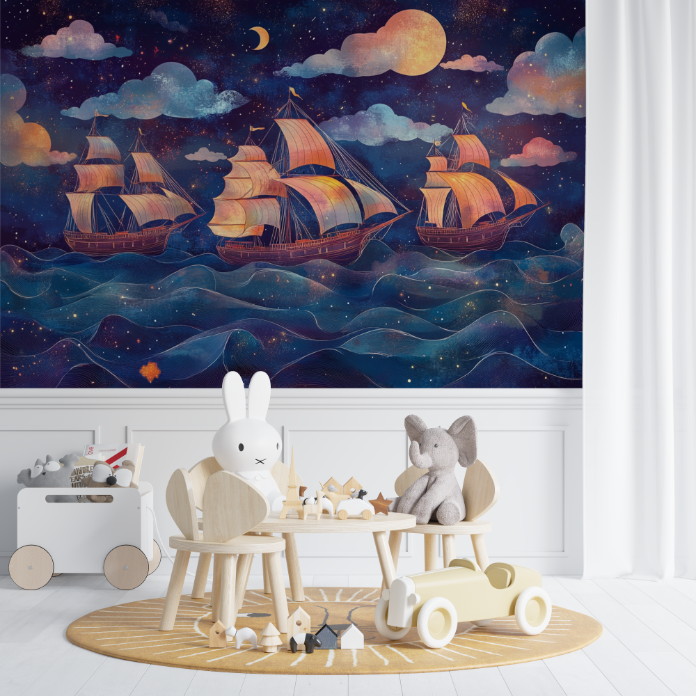 Papier peint marin jolis phares chambre de bebe