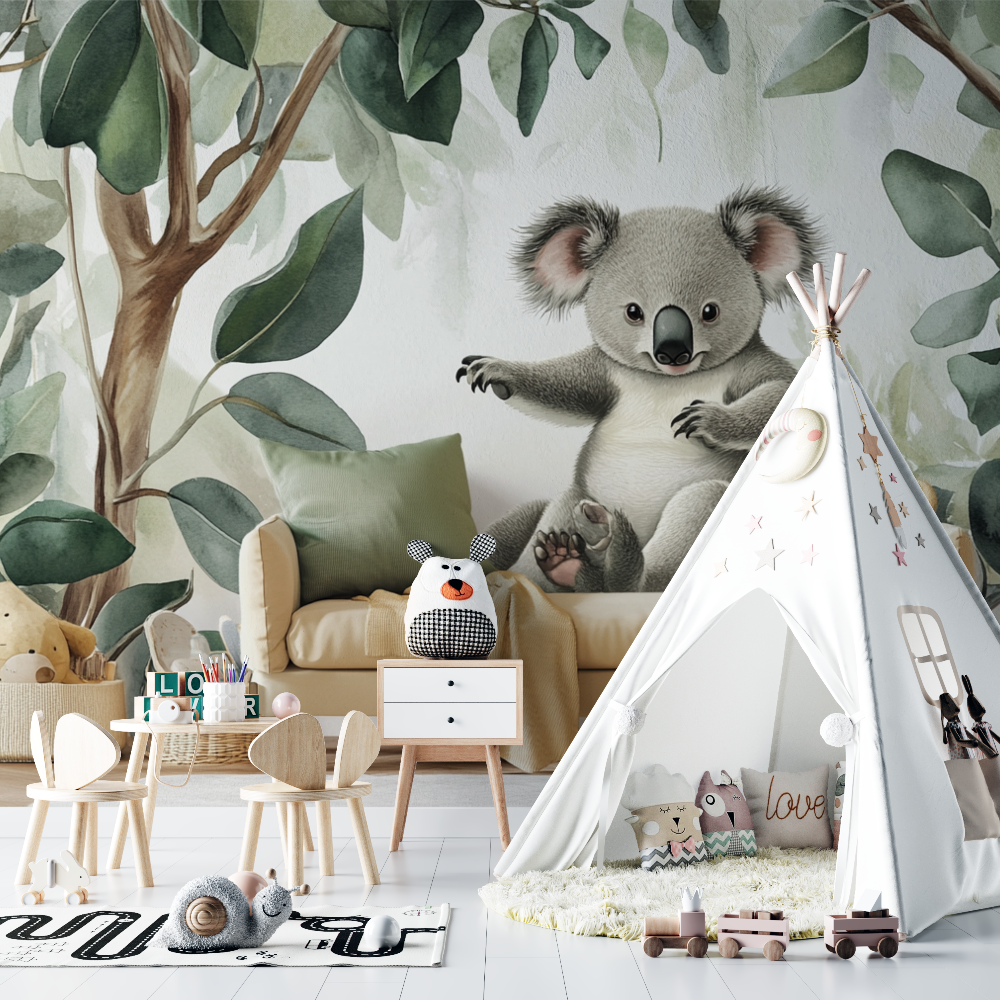 Papier peint koala qui baille chambre bebe