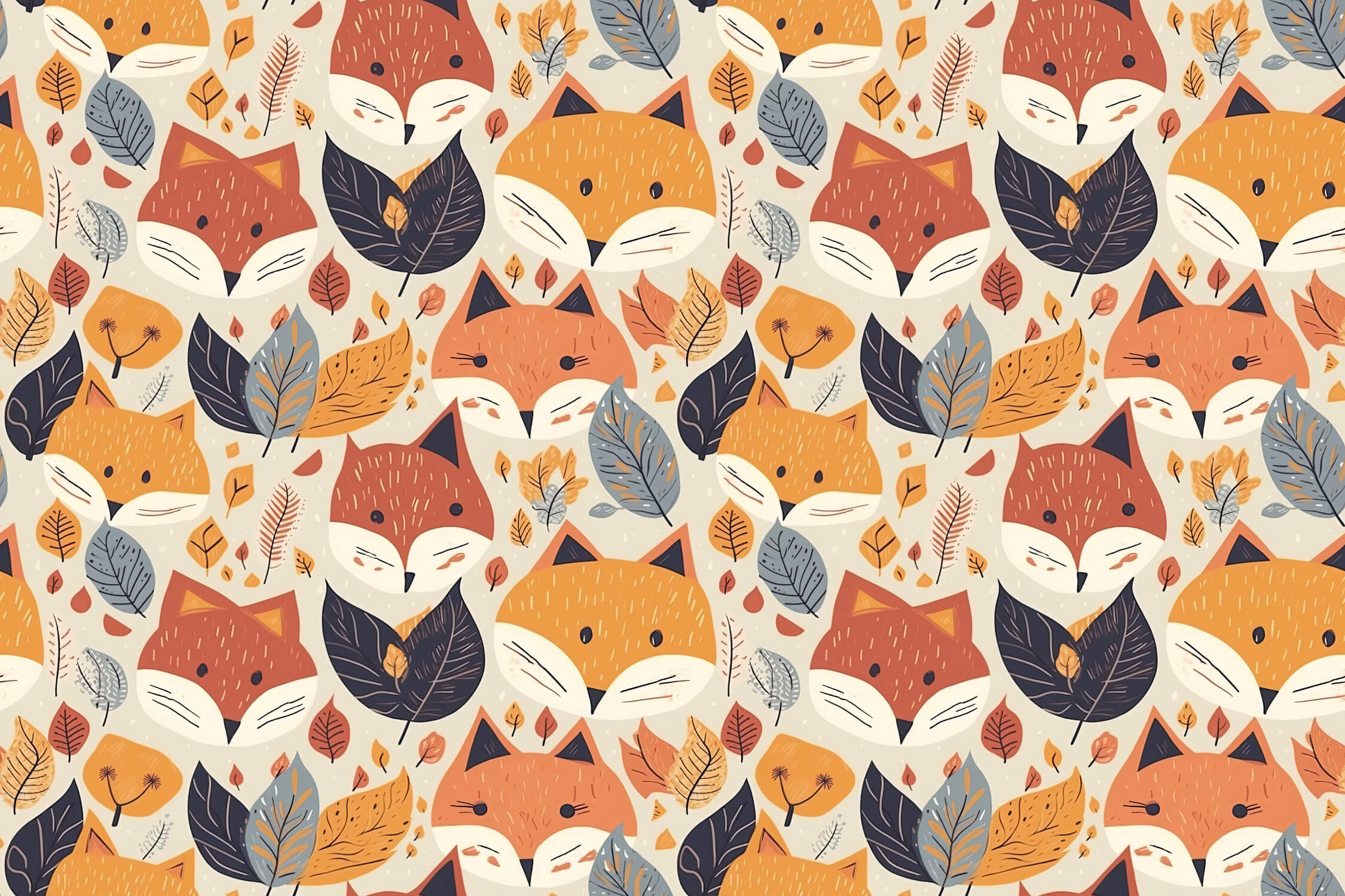 Papier Peint Renard Et Motifs Colorés