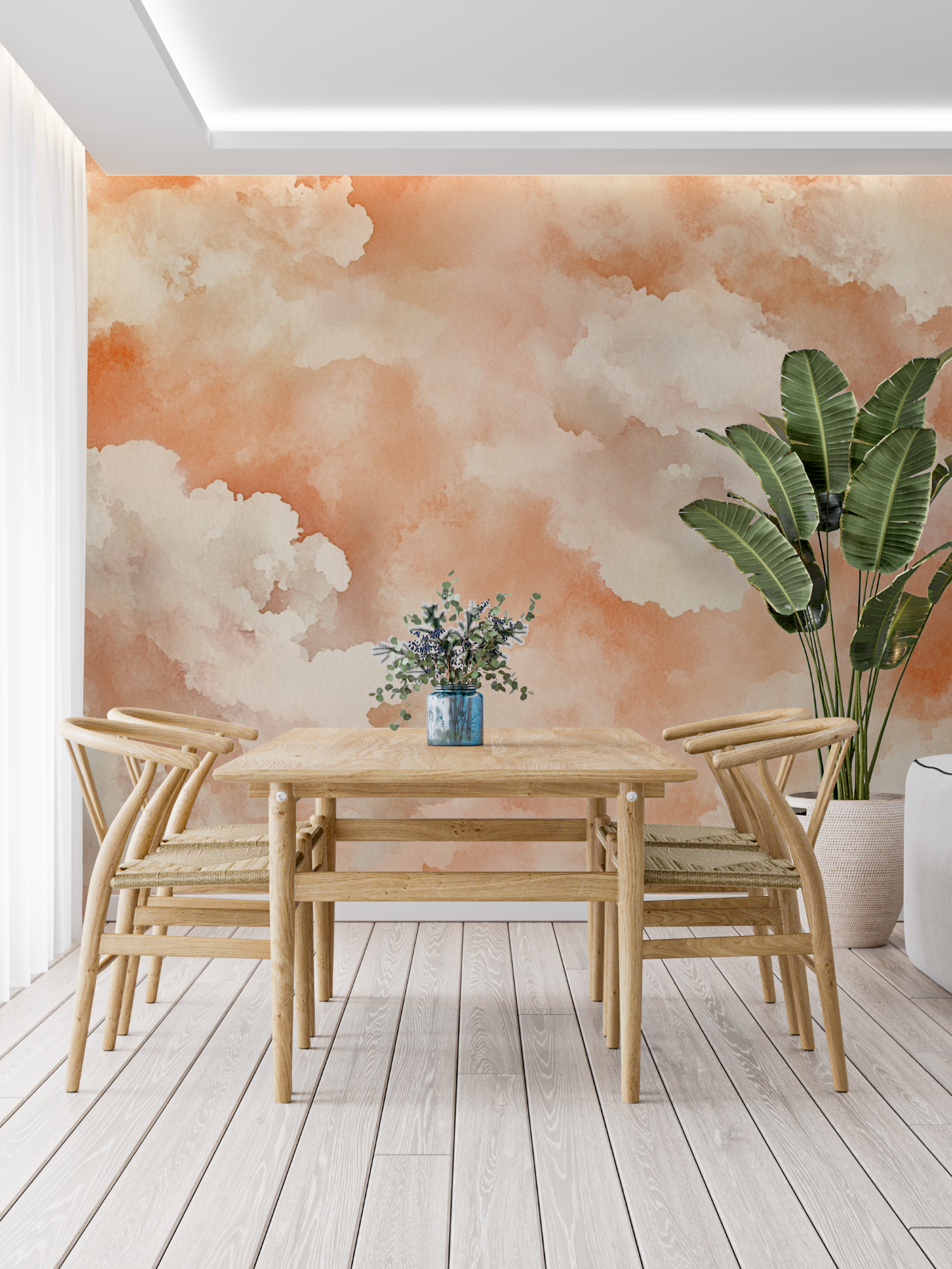 Papier peint terracotta ciel nu...astel panoramique tendance