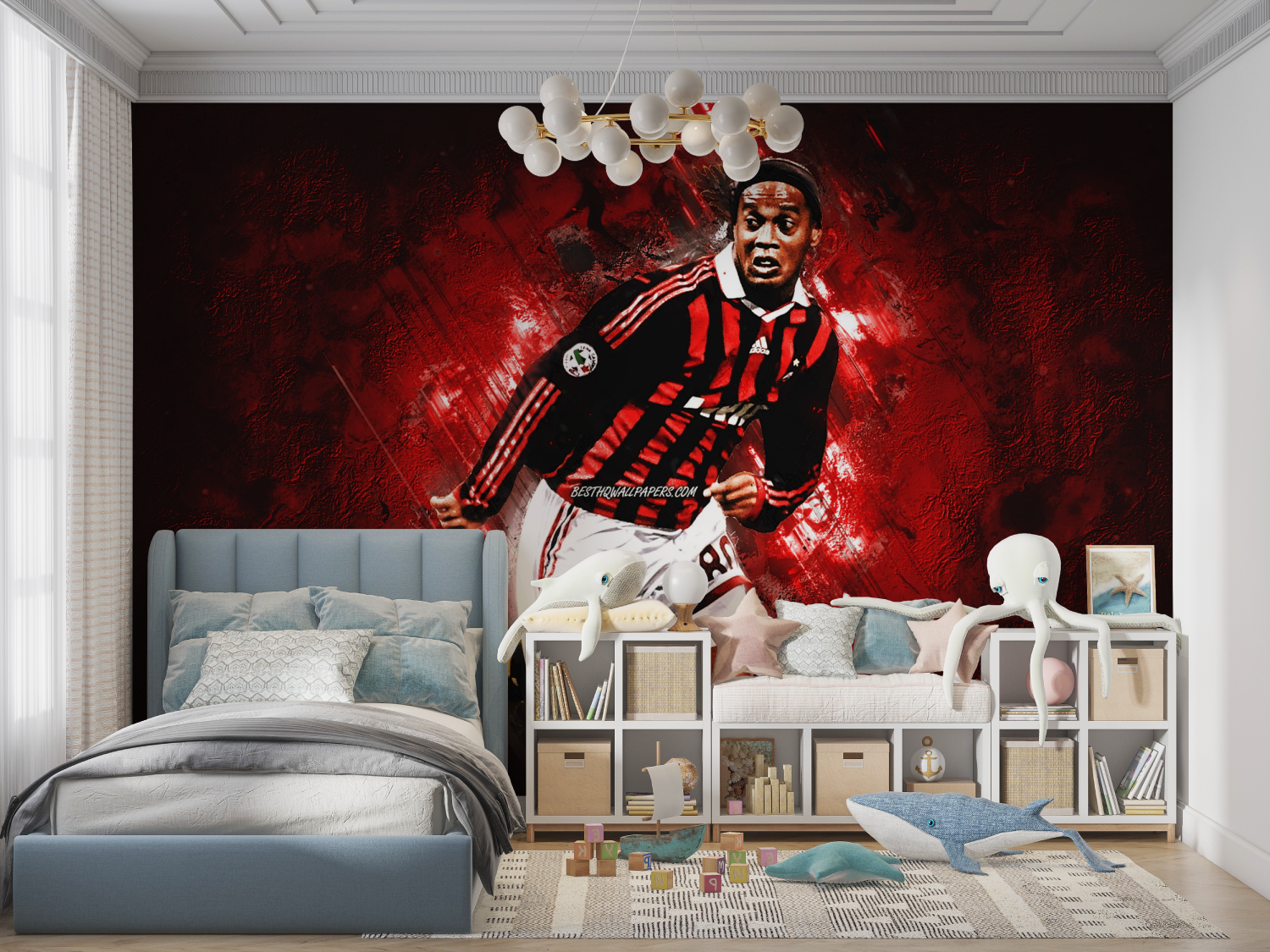 Papier peint jour de foot ronal...o rouge panoramique garcon