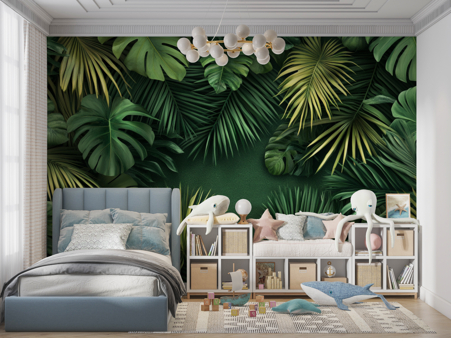 Papier peint plantes tropicales enfants panoramique garcon