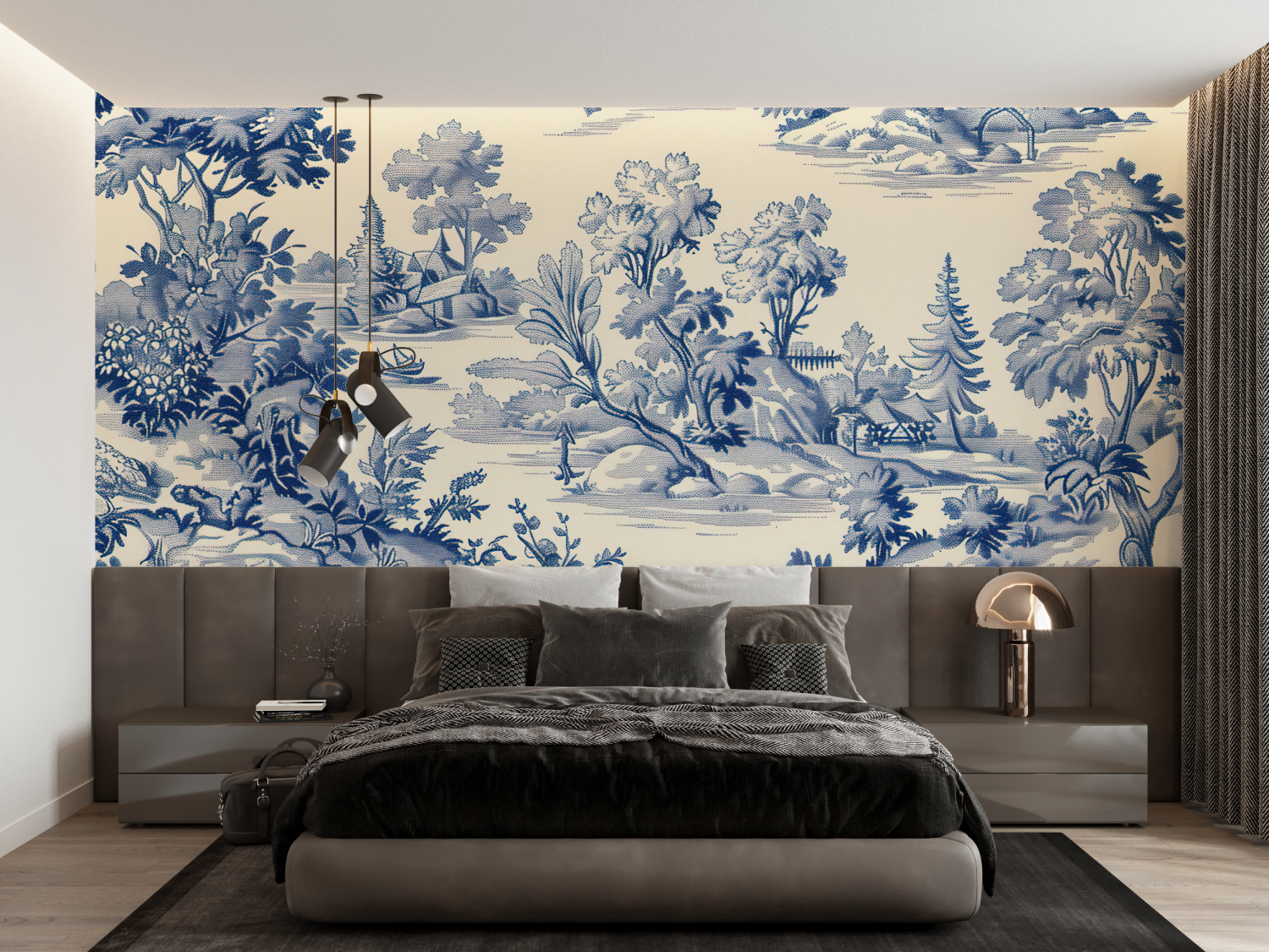 Papier Peint Motif Toile De Jouy - tapisserie