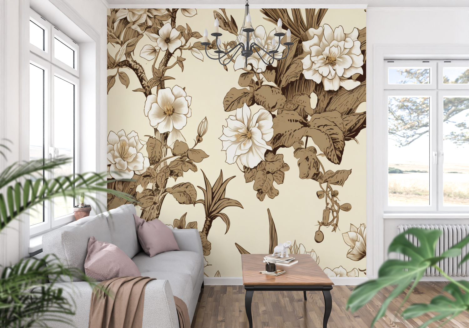 Papier Peint Toile De Jouy Japonais - trompe l'oeil