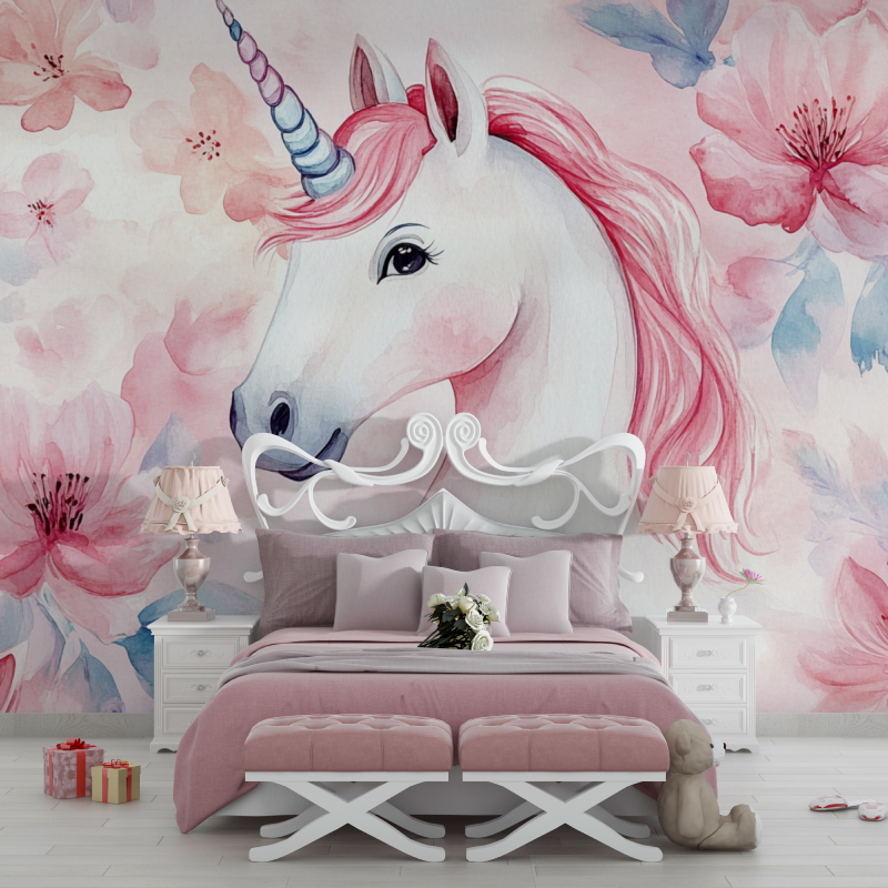Papier peint intisse licorne gentleman chambre filles