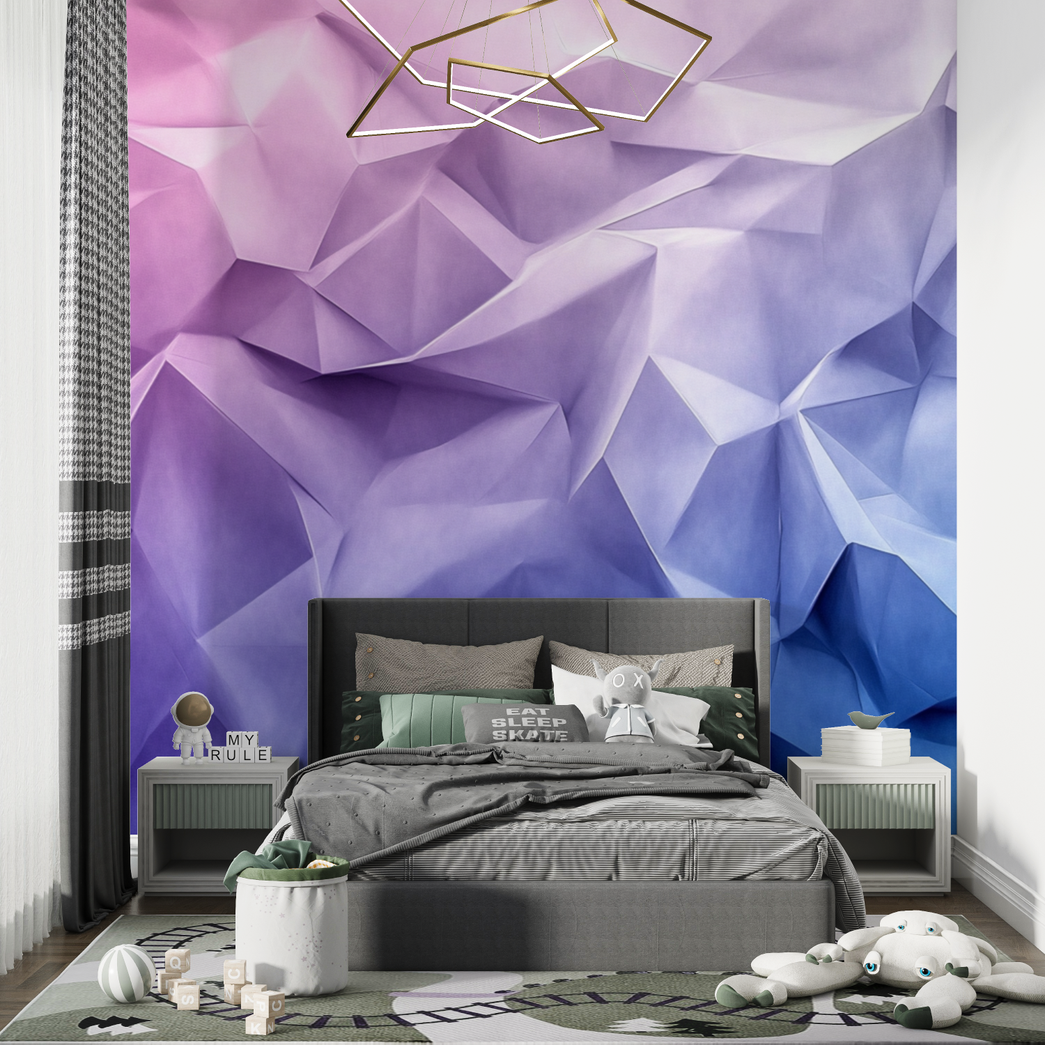 Papier peint figures abstraites chambre de garcon
