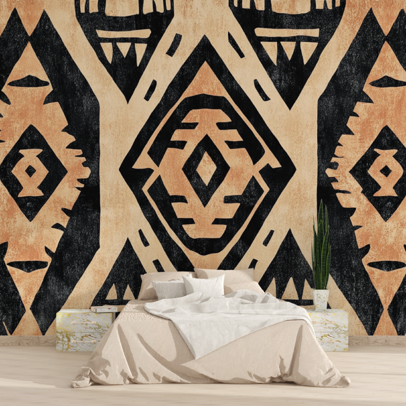 Papier peint terracotta avec motifs azteques tapisserie 2025