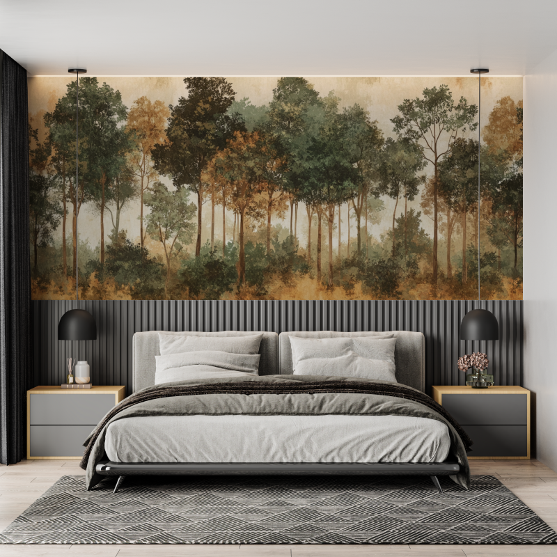 Papier peint foret terracotta mural adulte