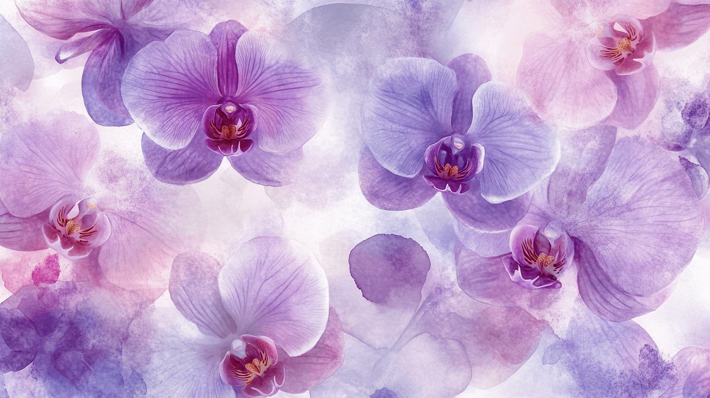 Papier Peint Aquarelle Orchidées Délicates