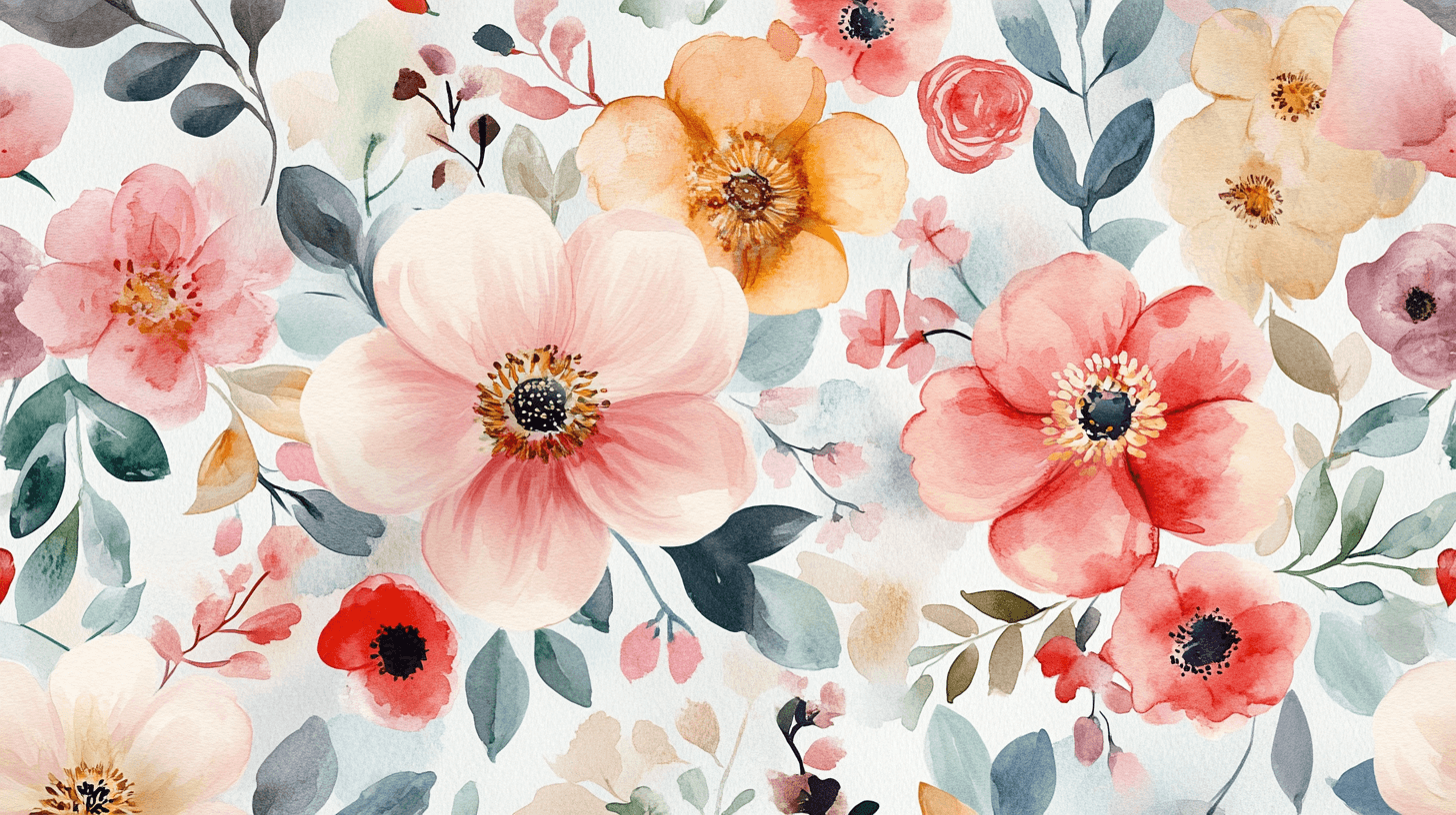 Papier Peint Aquarelle Floral Bohème Délicat