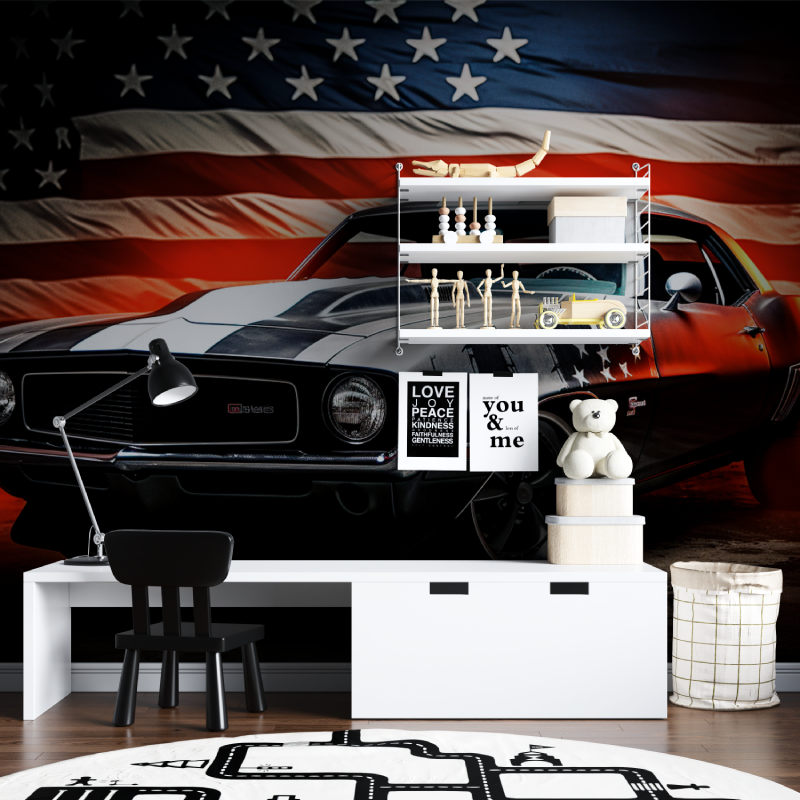 Papier peint voiture americaine...au tapisserie chambre ados