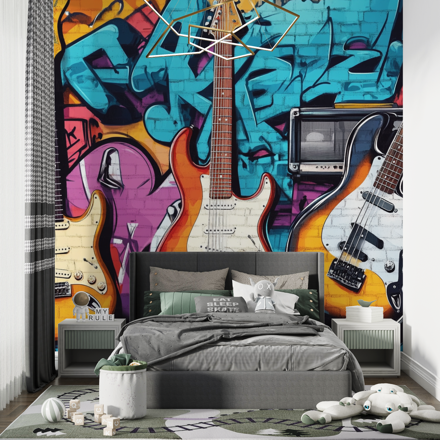 Papier peint theme musique chambre de garcon