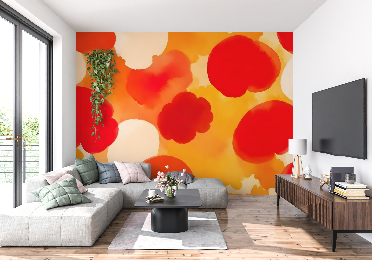 Papier Peint Rouge Orange - 4murs