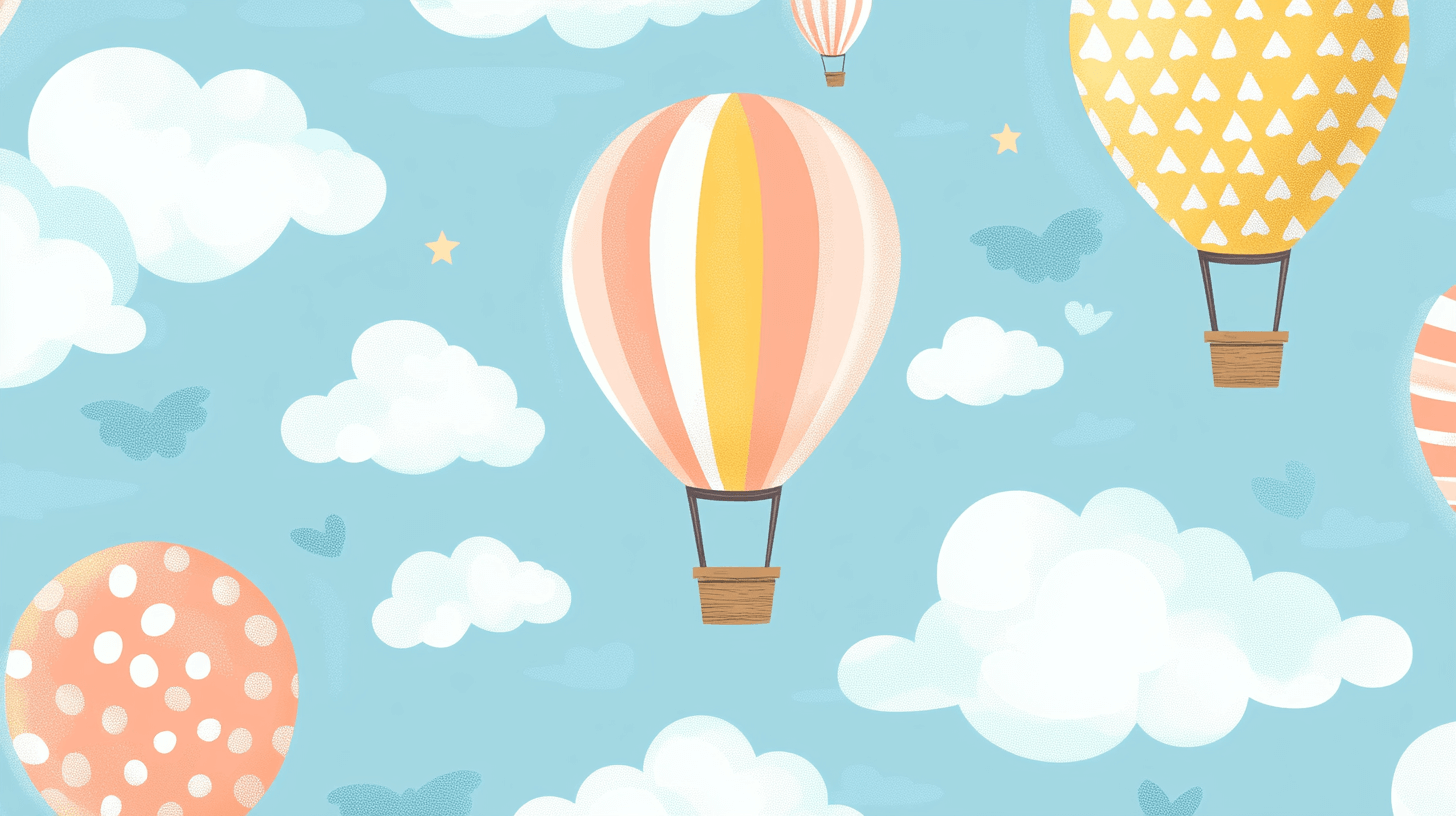 Papier Peint Montgolfière Et Nuages En Forme De Ballons