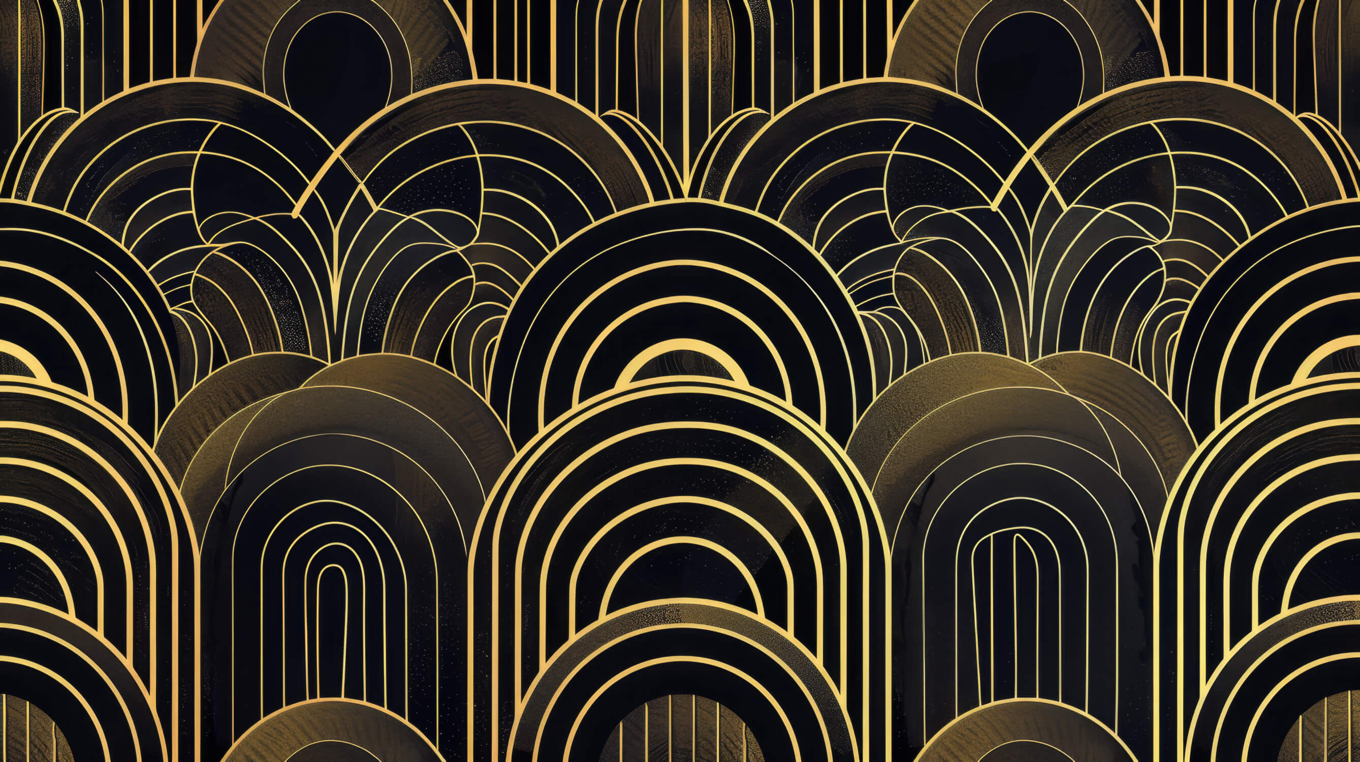 Papier Peint Art Deco Noir Et Or
