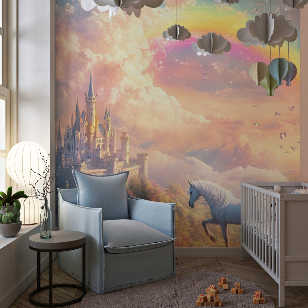 Papier peint princesse licorne ...c en ciel chambre de fille