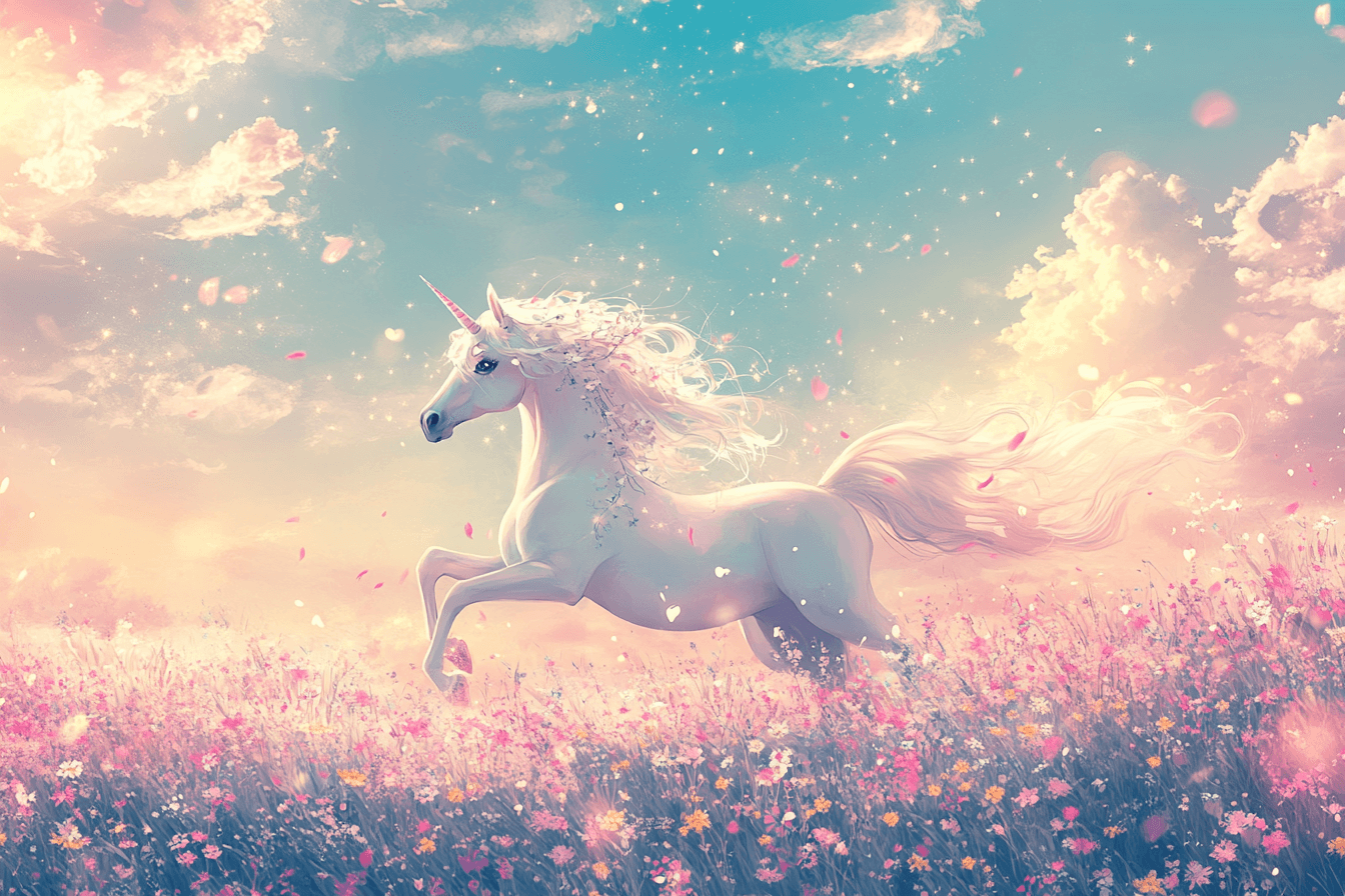 Papier Peint Licorne Danseuse en Fleur