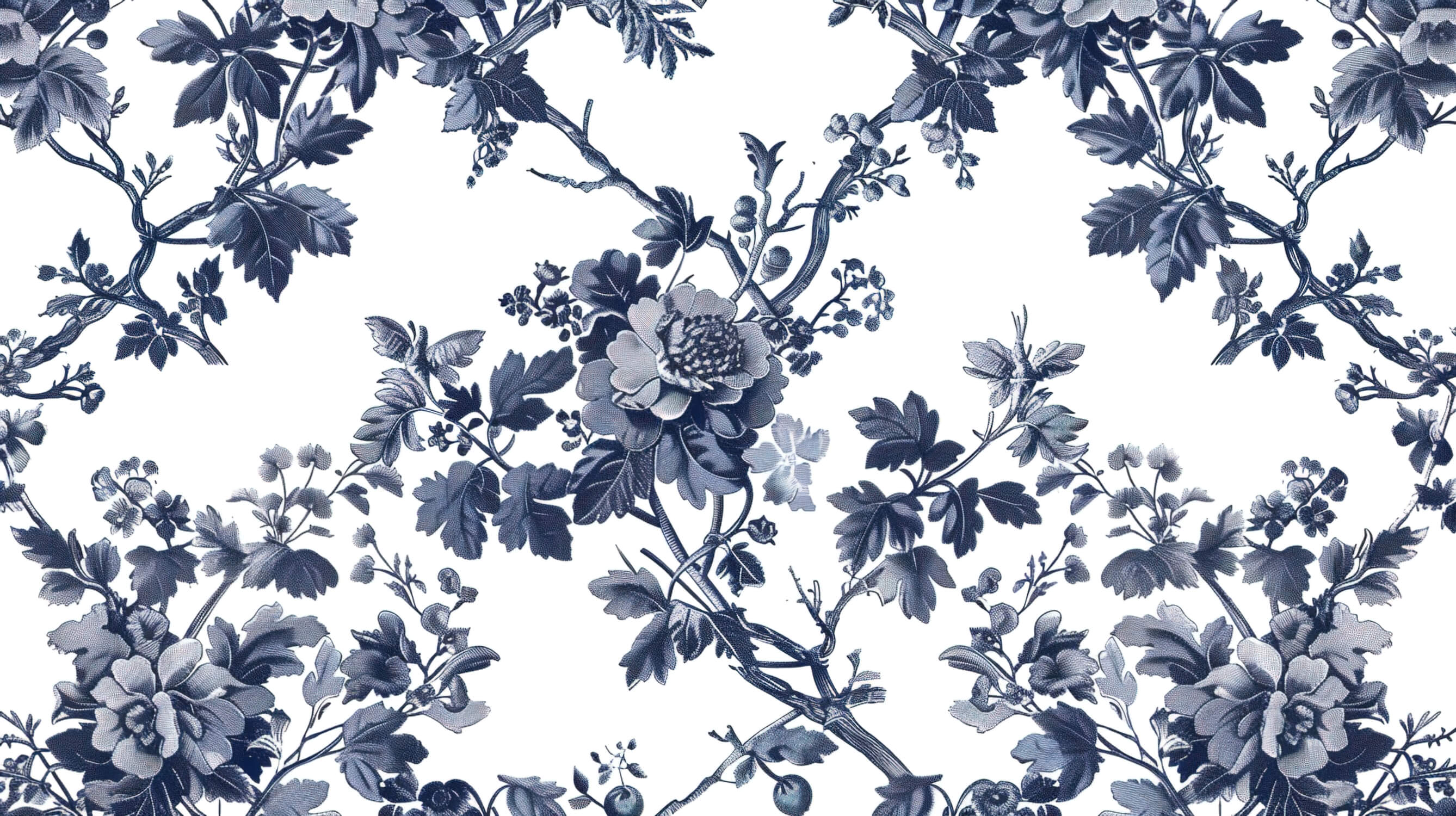 Papier Peint Toile De Jouy Fleuri Noir