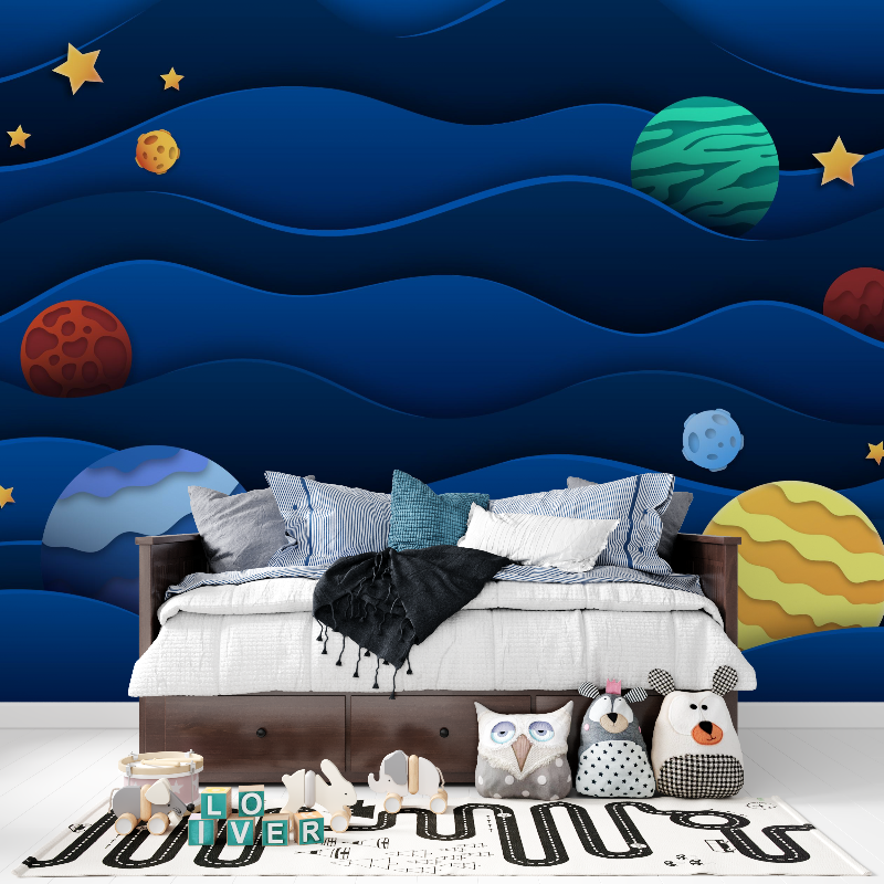 Papier peint chambre garcon espace tapisserie pour ado