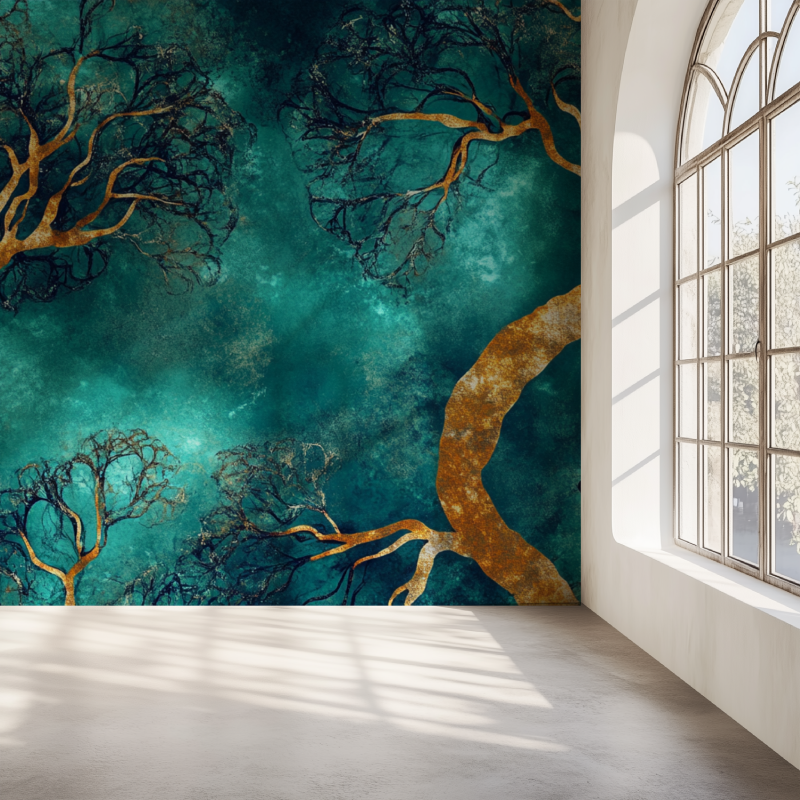 Papier peint arbre magique mur simple