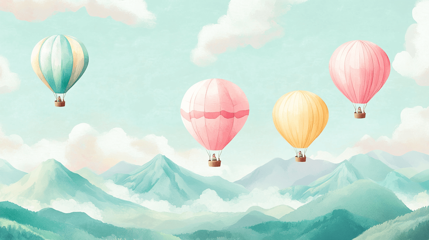 Papier Peint Montgolfière Et Paysages Montagneux