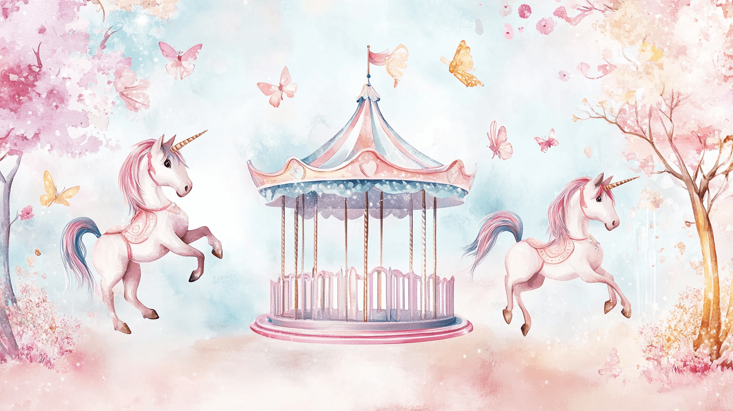 Papier Peint Licorne 4 Murs Fête Carrousel
