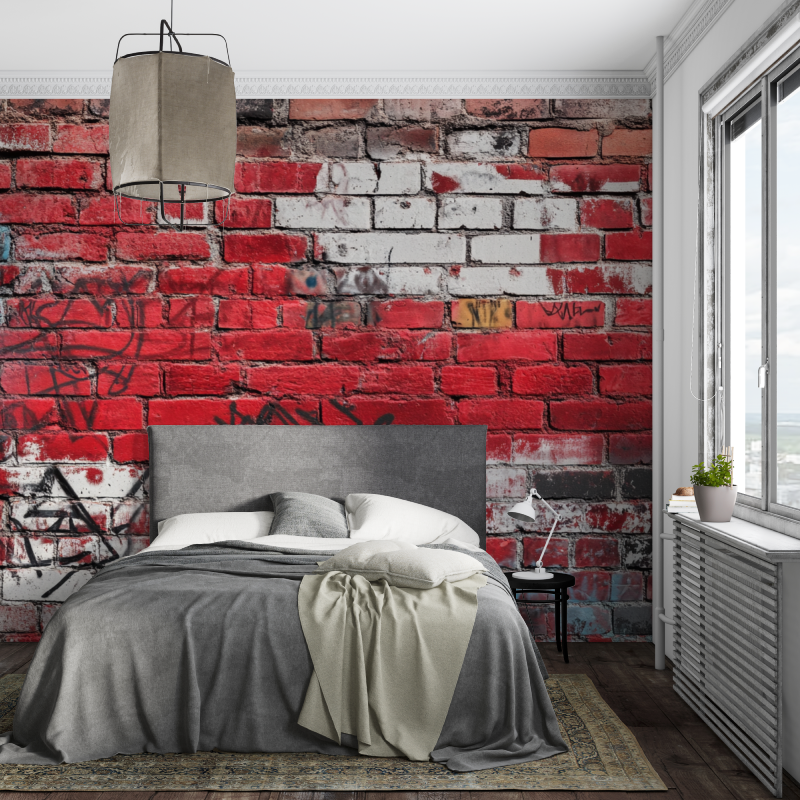 Papier peint effet brique tendance piece ados