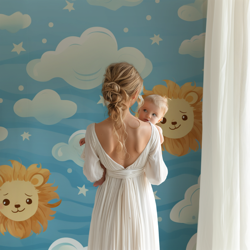 Papier peint gros motifs lion bb123