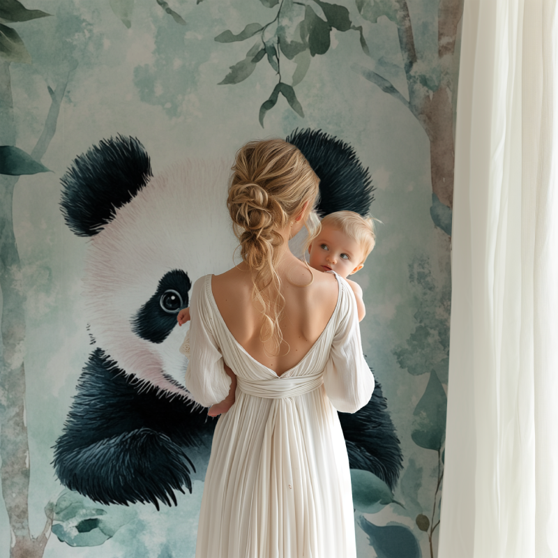 Papier peint panda et foret enchantee bb123