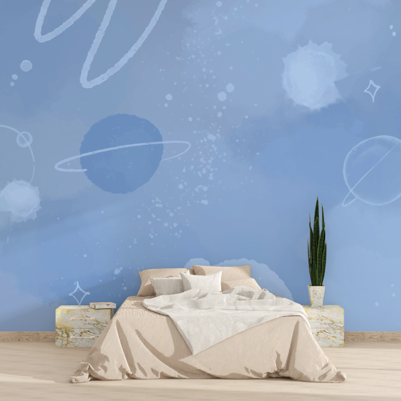 Papier peint chambre garcon espace bleu 1815