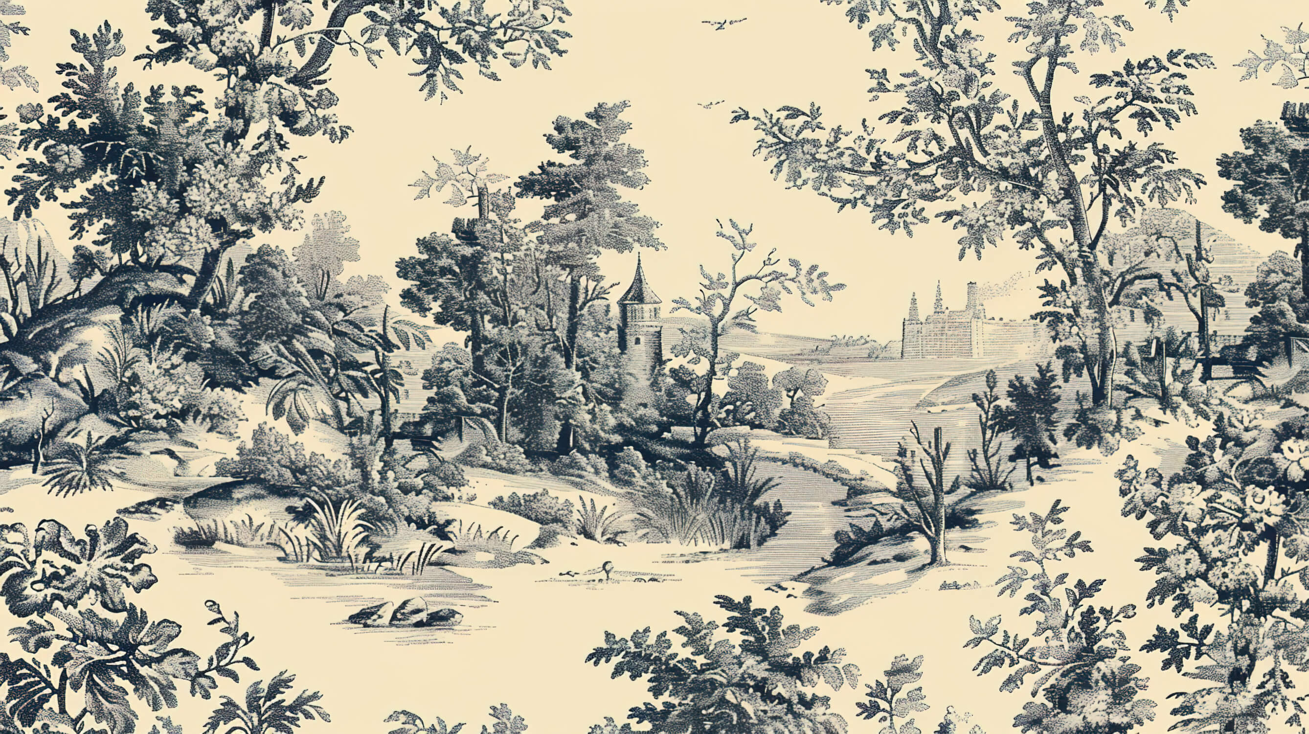 Papier Peint Toile De Jouy Ancien Noir