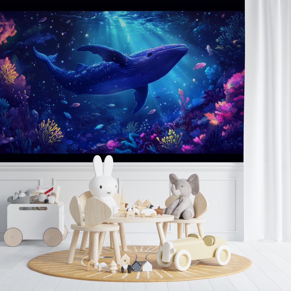 Papier peint baleine sous marin constraste chambre de bebe