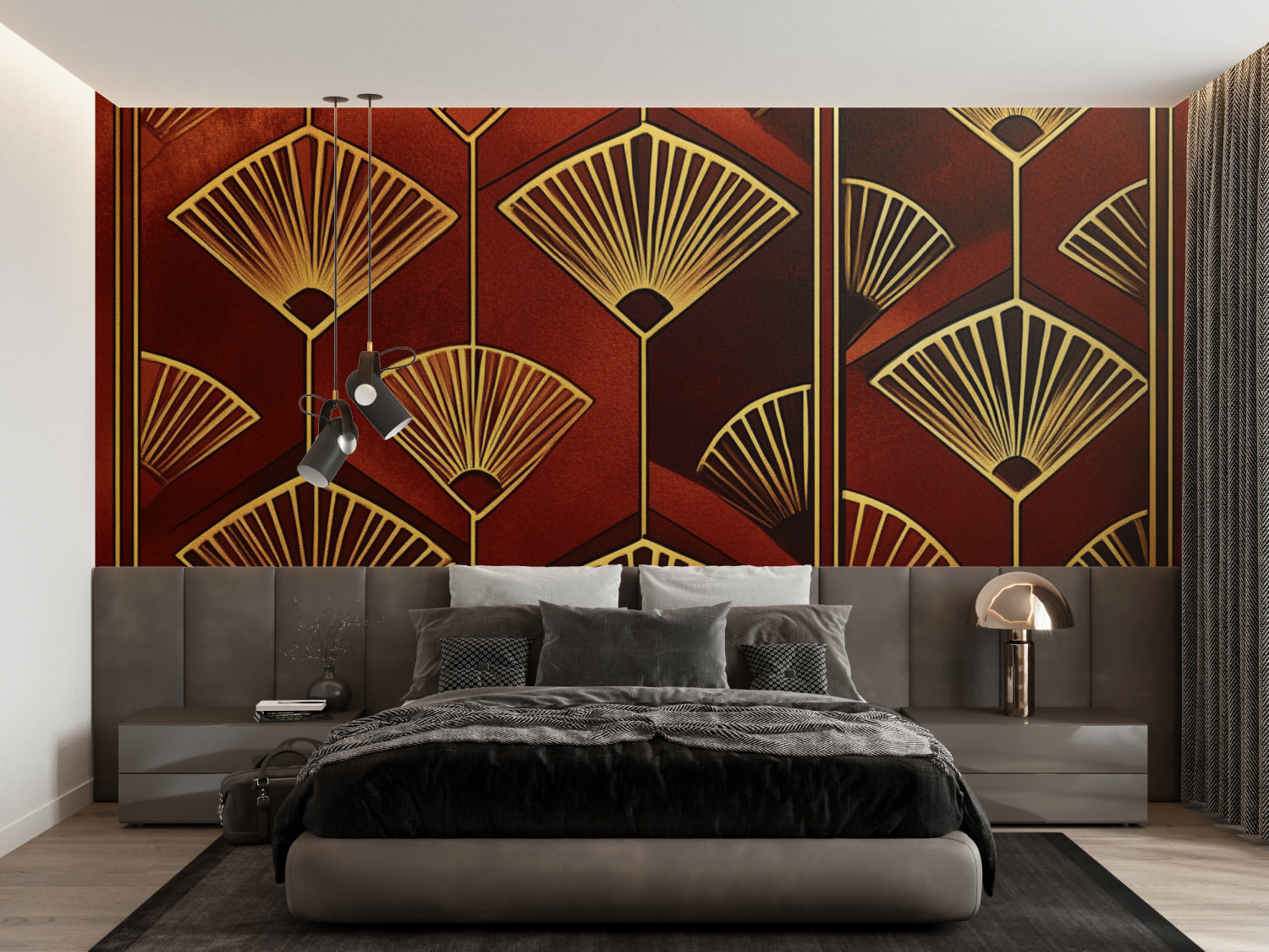 Papier peint terracotta art deco tendance francais