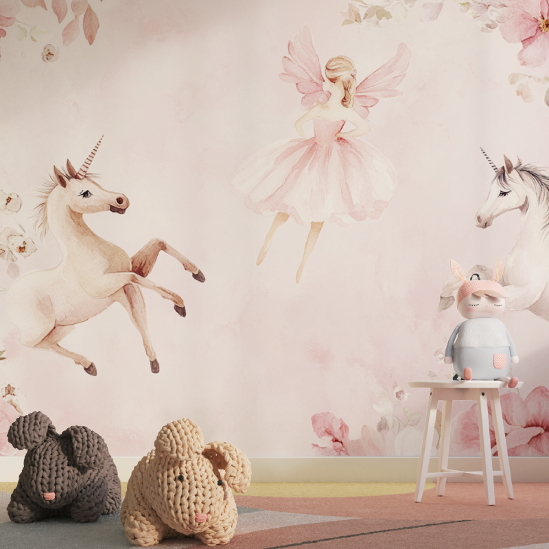 Papier peint chambre de fille t...rose tapisserie pour fille