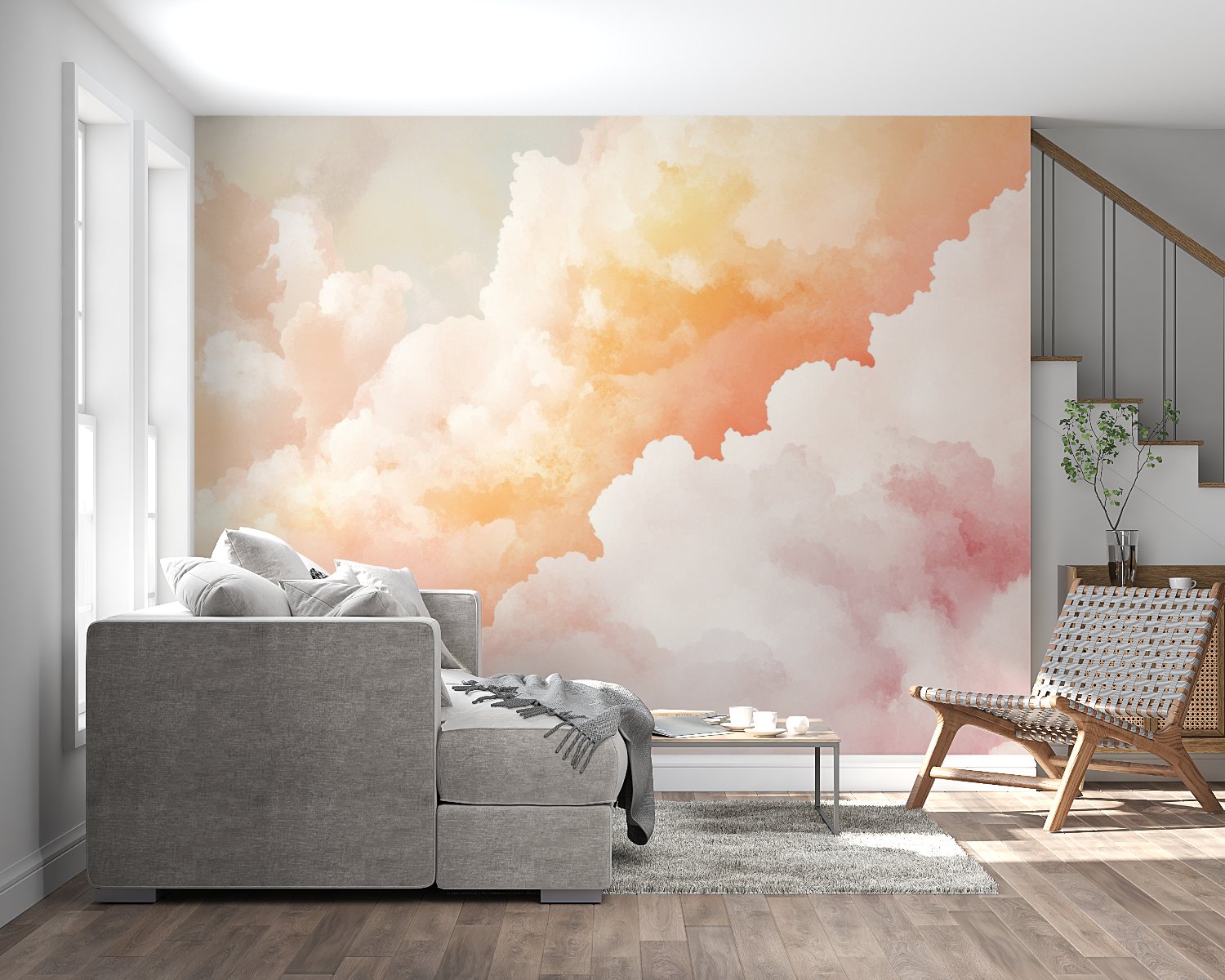 Papier peint aquarelle ciel nua...epuscule panoramique mural