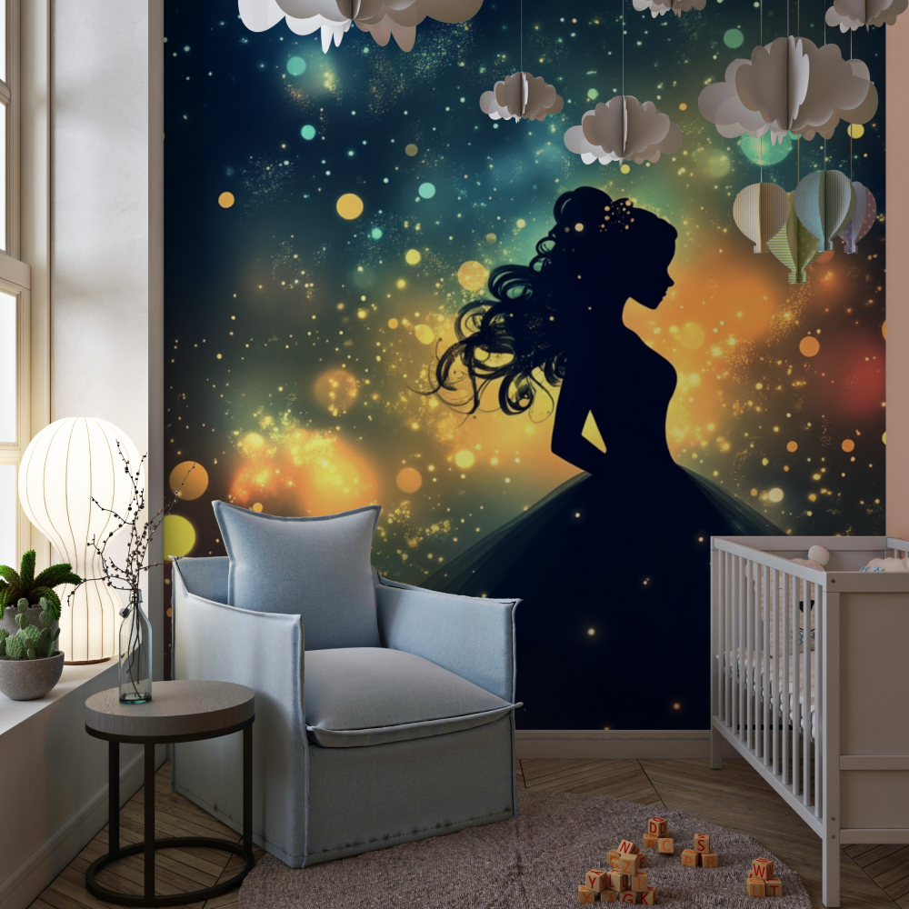 Papier peint princesse petite luciole chambre de fille