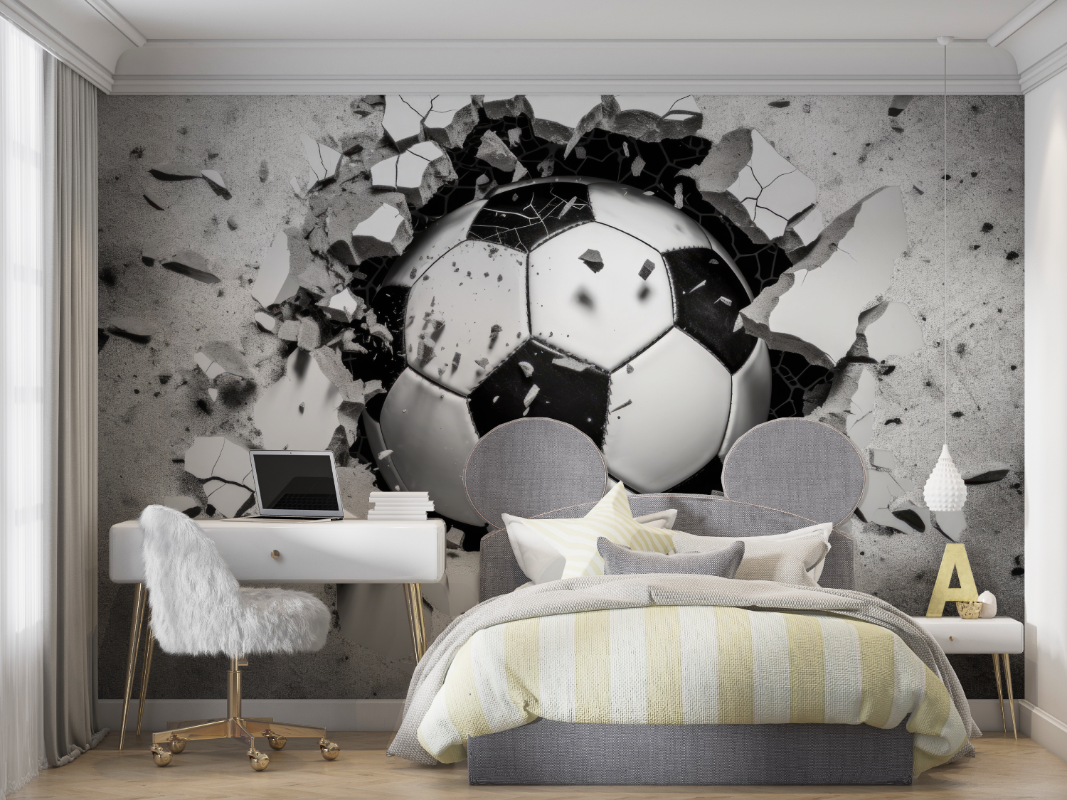 Papier peint trompe l_oeil foot mur chambre panoramique