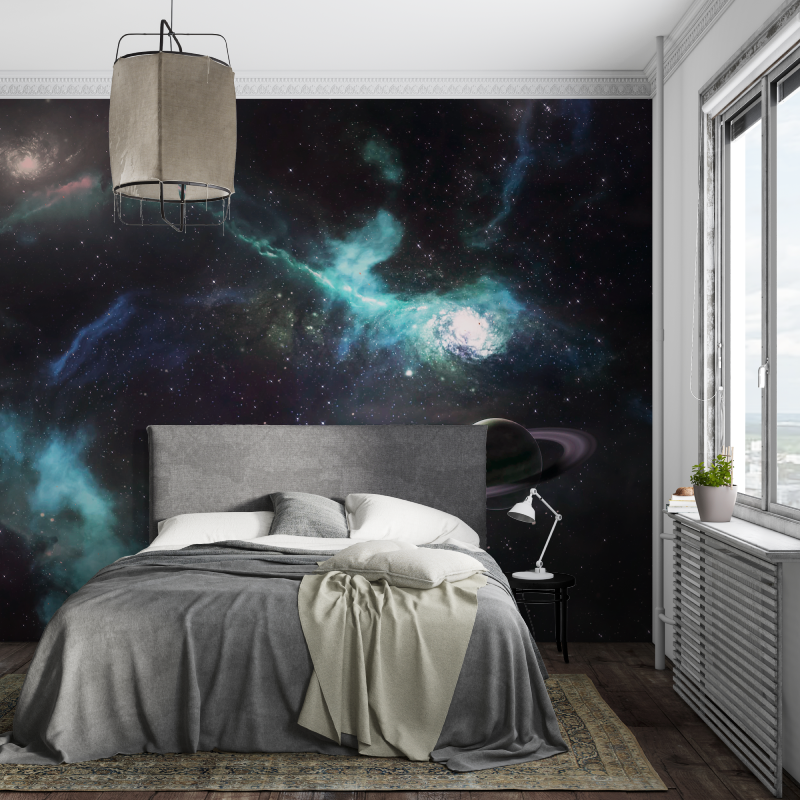 Papier peint espace etoile piece ados