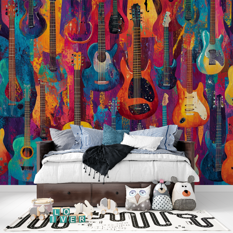 Frise papier peint instrument de musique tapisserie pour ado