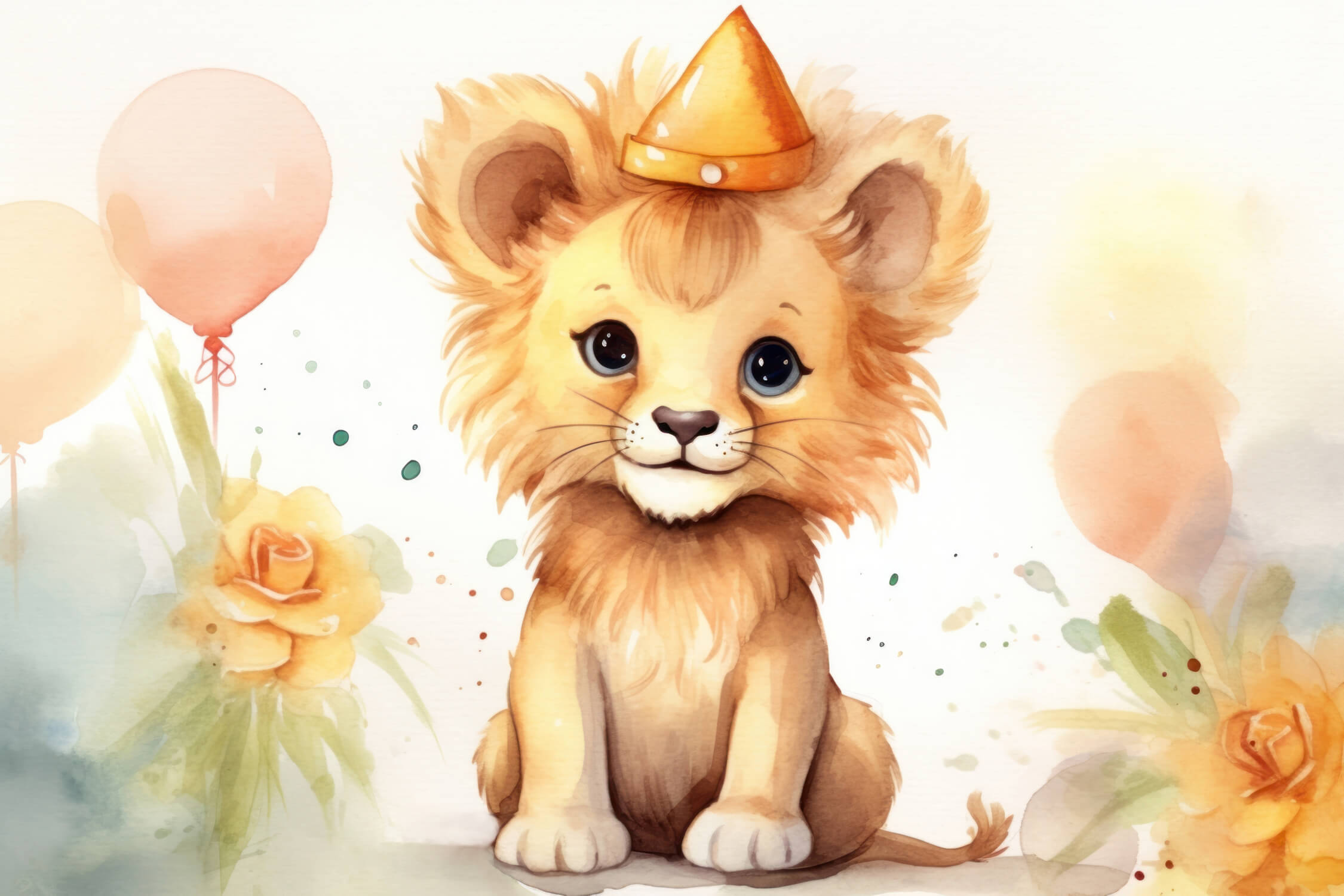 Papier Peint Lionceau Bébé Aquarelle