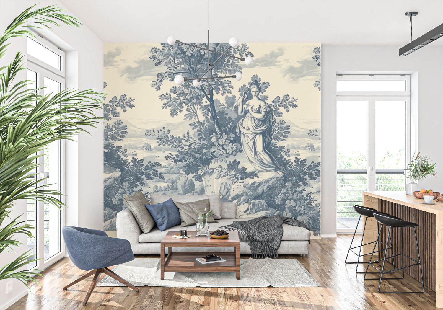 Papier Peint Toile De Jouy Tapisserie - panoramique tendance