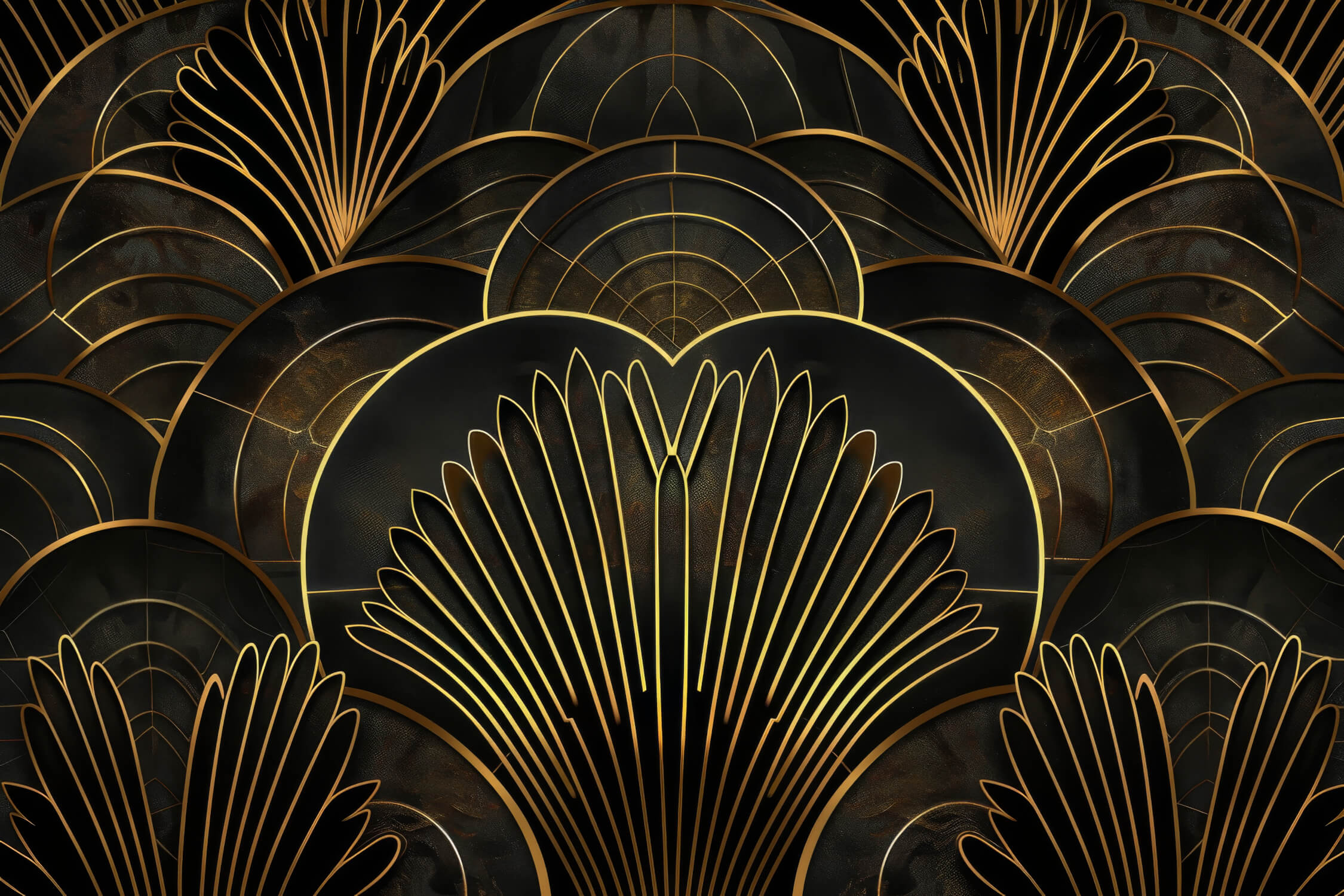 Papier Peint Art Deco Noir Et Doré Salon