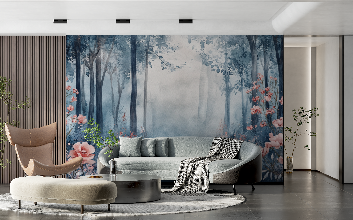 Papier peint aquarelle jardin enchante tendance 2024