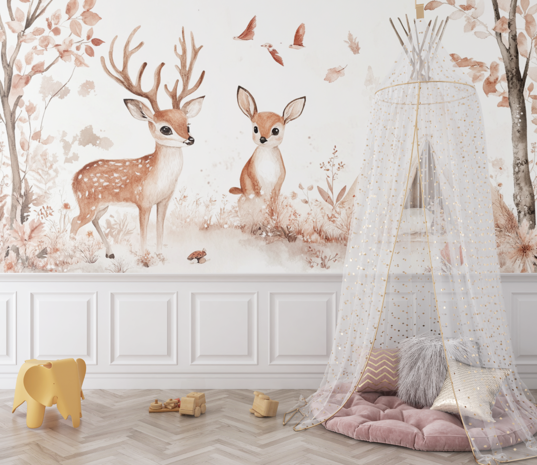 Papier peint foret et tipi bebe bebe